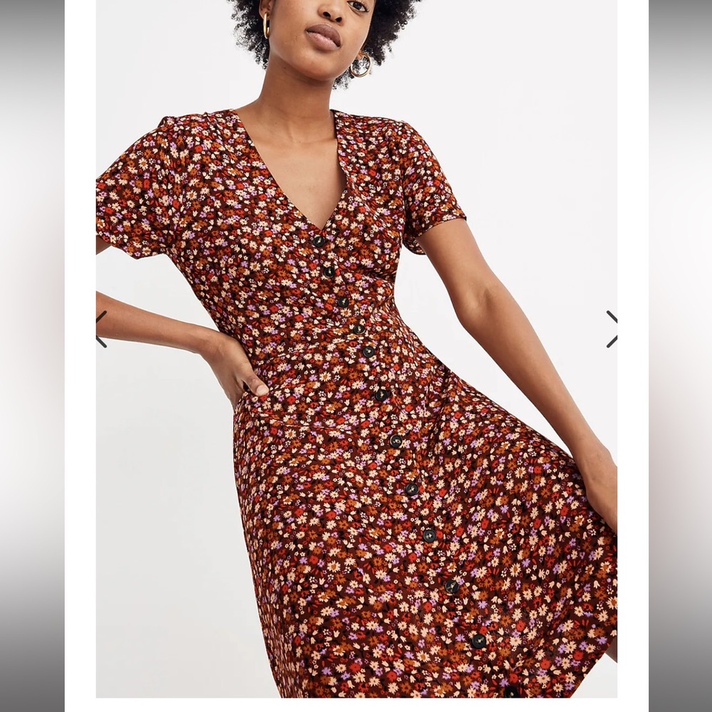 Madewell button front mini dress in spring prairie